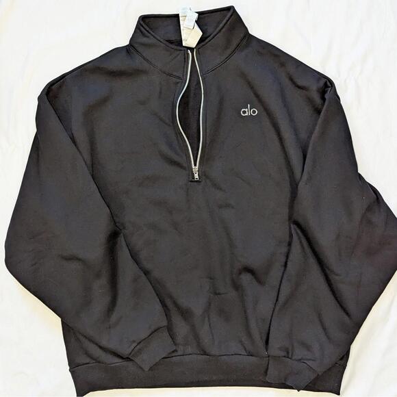 $148 Alo Yoga Accolade 1/4 Zip Pullover Black Size S NWOT Men’s Women's Unisex - Picture 3 of 11